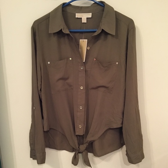 MICHAEL Michael Kors Tops - Michael Michael Kors Front Tie Button Down Top